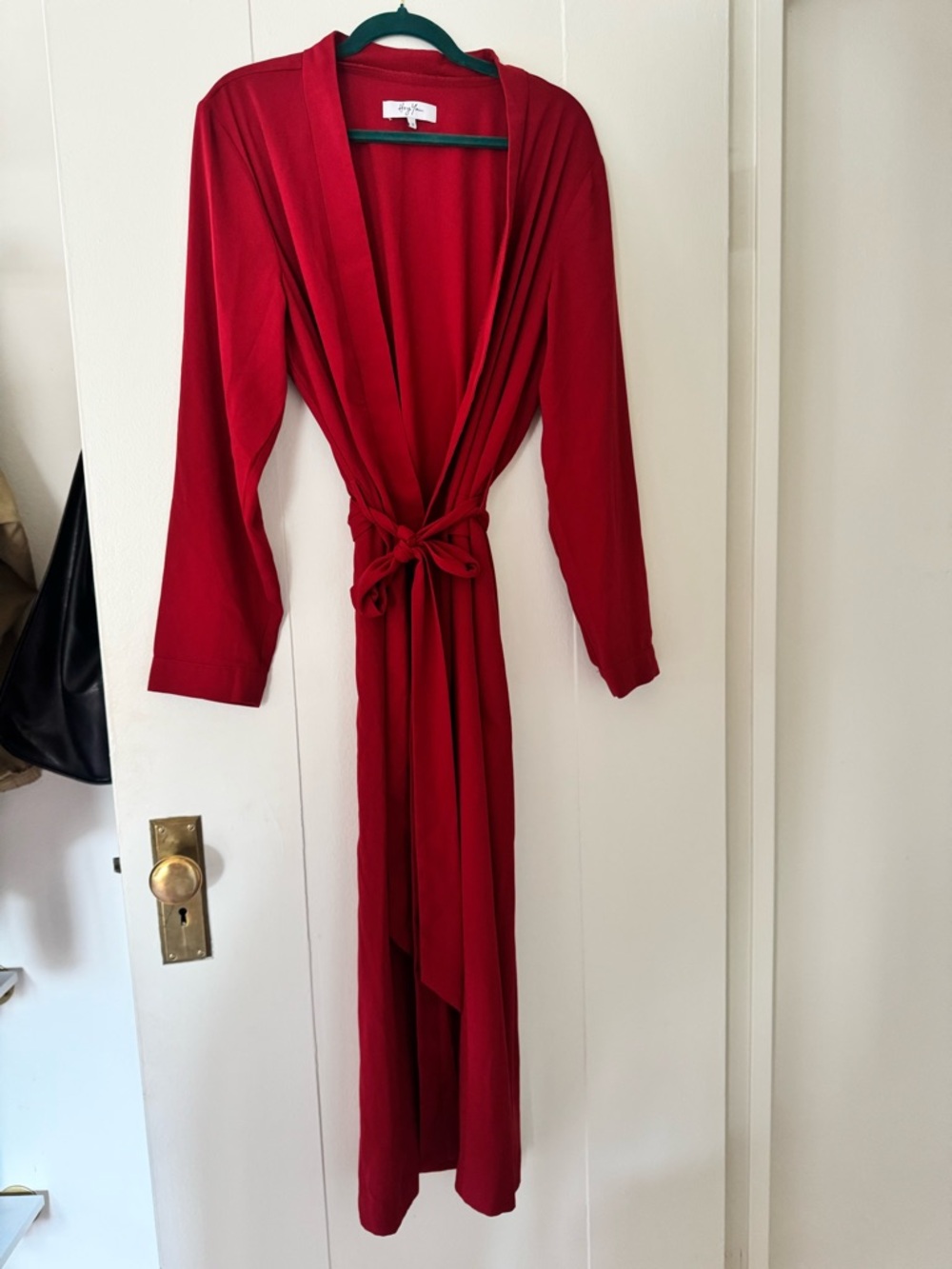 Women’s Red Long Robe with Tie Waist
